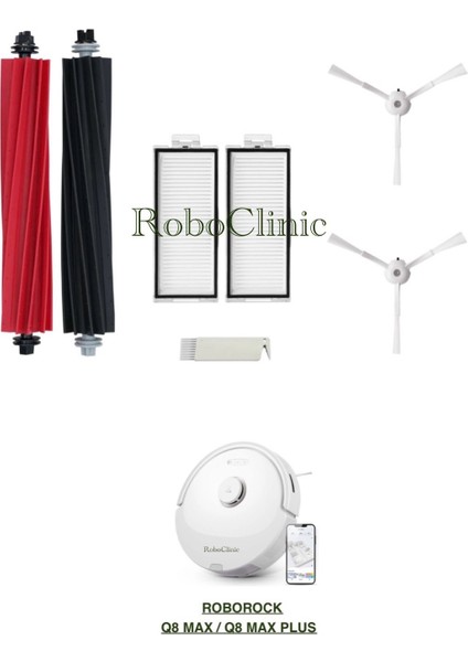 Roborock Q8 Max Plus Yedek Ana Fırça, Yan Fırça, Hepa Filtre - 7 Parça