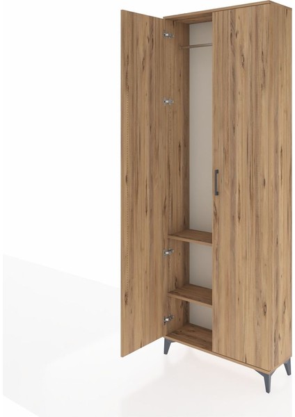 Arges Dolap 2 Raflı 2 Kapaklı Tek Askılı 88X30X243 Çam-Çam fırsatları