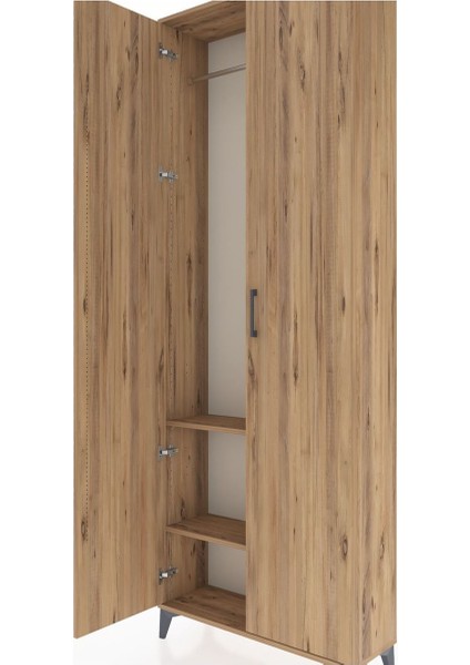Arges Dolap 2 Raflı 2 Kapaklı Tek Askılı 88X30X243 Çam-Çam indirimleri