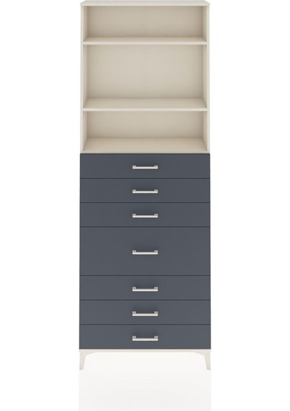 Arges Dolap 3 Raflı 7 Çekmeceli 88X30X243 Aytaşı-Antrasit