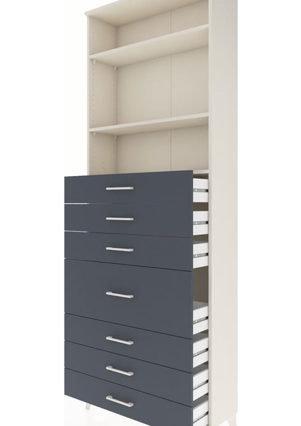 Arges Dolap 3 Raflı 7 Çekmeceli 88X30X243 Aytaşı-Antrasit indirimleri