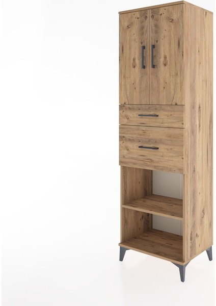 Hyperion Dolap 4 Raflı 2 Çekmeceli 2 Kapaklı 60X44X195 Çam-Çam modelleri