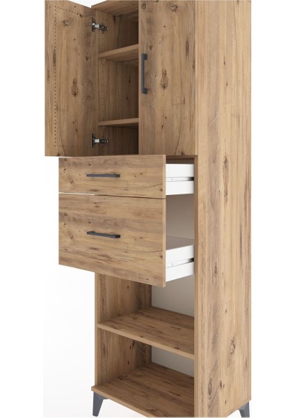 Hyperion Dolap 4 Raflı 2 Çekmeceli 2 Kapaklı 60X44X195 Çam-Çam indirimleri