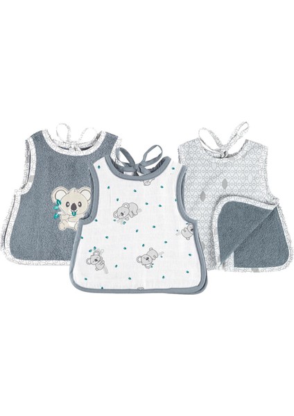 Hero Koala 3'lü Unisex Bebek Mama Önlüğü Seti