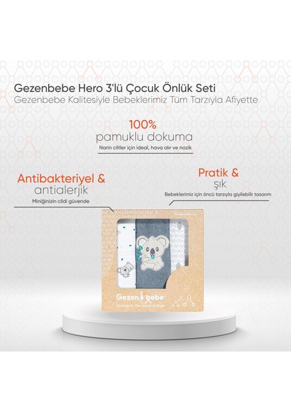 Hero Koala 3'lü Unisex Bebek Mama Önlüğü Seti indirimleri