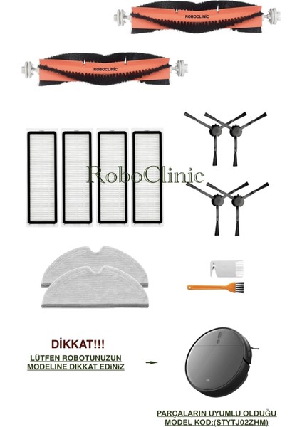 Xiaomi Mi Vacuum Mop 2 Pro+(Plus) Robot Süpürge Uyumlu Yedek Fırça, Hepa Filtre, Mop - 14 Parça