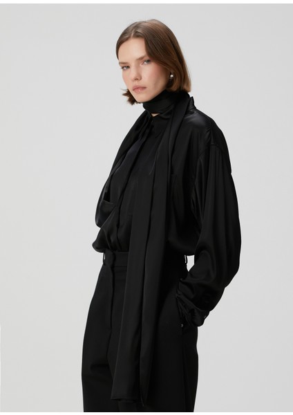 Sinton Siyah Saten Gömlek modelleri