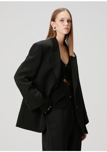 Siyah Yün Blazer modelleri