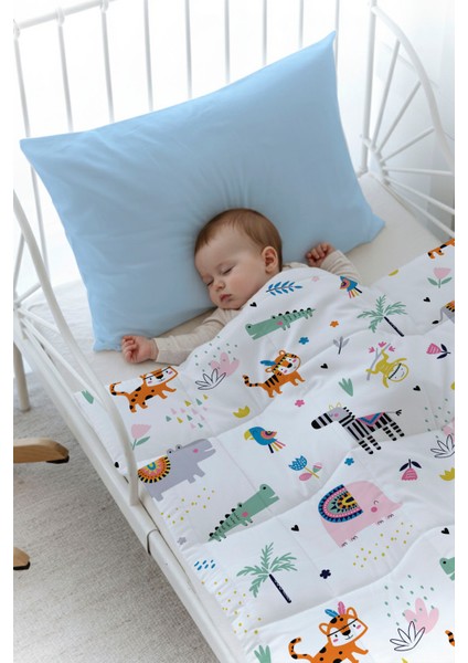 Organik Baskılı Bebek (100X150 Cm) Yorgan Seti - Iconic Serisi - Renkli Geometrik Hayvanlar fiyatları