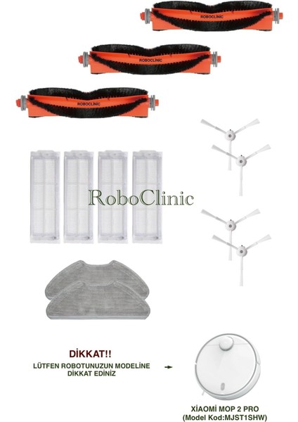 Xiaomi Mi Robot Vacuum Mop 2 Pro Beyaz Robot Süpürge Uyumlu Fırça, Hepa Filtre, Mop - 13 Parça