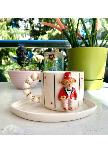 El Yapımı Seramik Gerçek 24K Altın Dekorlu Damat Teddy Kupa fiyatları