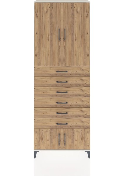 Arges Dolap 3 Raflı 6 Çekmeceli 4 Kapaklı 88X30X243 Aytaşı-Çam