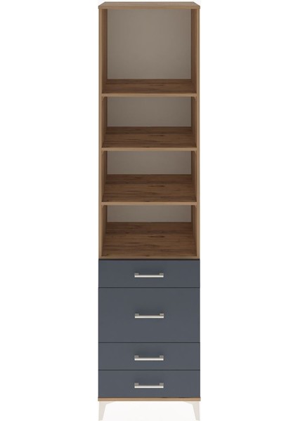 Hyperion Dolap 4 Raflı 4 Çekmeceli 60X44X243 Çam-Antrasit