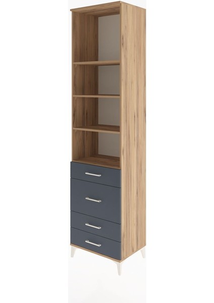 Hyperion Dolap 4 Raflı 4 Çekmeceli 60X44X243 Çam-Antrasit modelleri