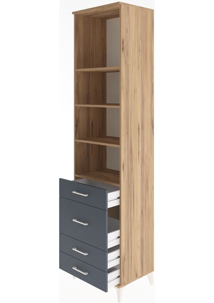 Hyperion Dolap 4 Raflı 4 Çekmeceli 60X44X243 Çam-Antrasit fırsatları