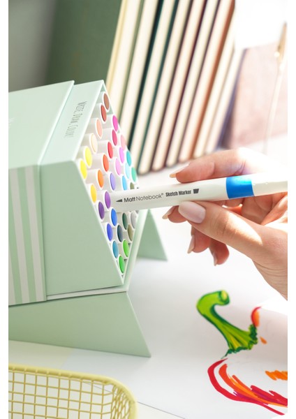 36 Renk Çift Uçlu Keçeli Kalem Seti Kutulu Brush + Chisel