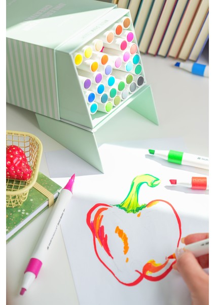 36 Renk Çift Uçlu Keçeli Kalem Seti Kutulu Brush + Chisel modelleri