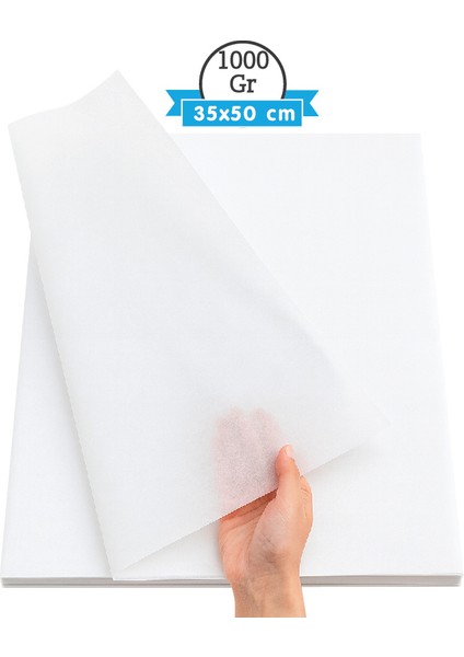 35X50 cm Beyaz Pelur Kağıt (1000 GR-264 Yaprak) Paketleme | Hediye | Kopya Kağıdı – Ince, Şeffaf ve Çok Amaçlı