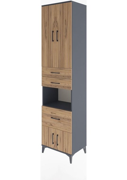 Hyperion Dolap 4 Raflı 3 Çekmeceli 4 Kapaklı 60X44X243 Antrasit-Çam modelleri