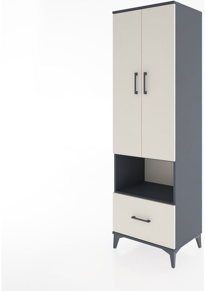Hyperion Dolap 3 Raflı Tek Çekmeceli Tek Askılı 60X44X195 Antrasit-Aytaşı modelleri