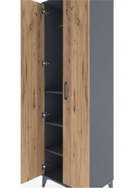 Hyperion Dolap 3 Raflı 2 Kapaklı Tek Askılı 60X44X195 Antrasit-Çam indirimleri