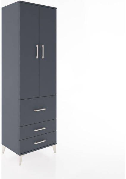 Hyperion Dolap 2 Raflı 3 Çekmeceli Tek Askılı 60X44X195 Antrasit-Antrasit fiyatları