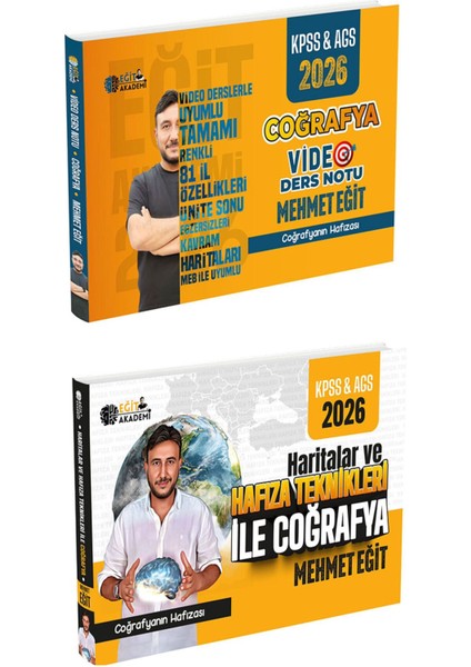 2026 Kpss Ags Haritalar ve Hafıza Teknikleri ile Coğrafya Ders Notu 2 Li Set Mehmet Eğit Akademi