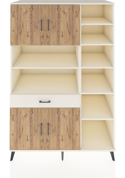 Kronos Dolap 10 Raflı Tek Çekmeceli 4 Kapaklı 132X59X195 Aytaşı-Çam/aytaşı