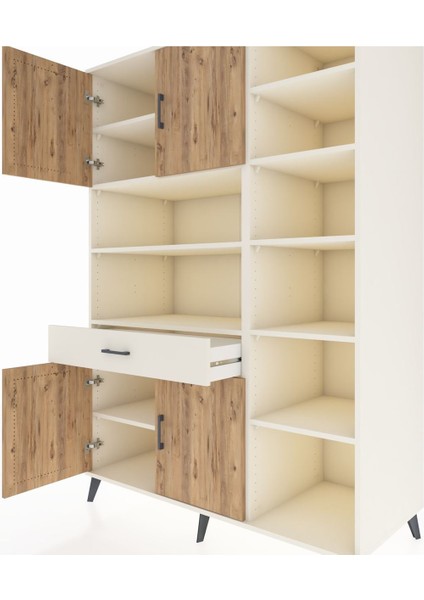 Kronos Dolap 10 Raflı Tek Çekmeceli 4 Kapaklı 132X59X195 Aytaşı-Çam/aytaşı fırsatları