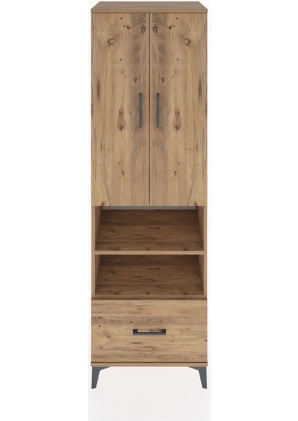 Hyperion Dolap 3 Raflı Tek Çekmeceli Tek Askılı 60X44X195 Çam-Çam