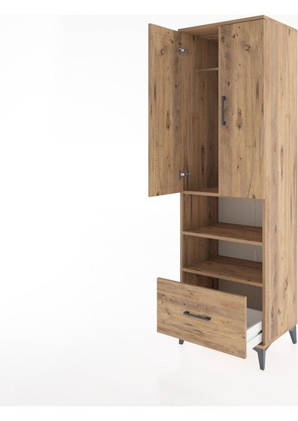 Hyperion Dolap 3 Raflı Tek Çekmeceli Tek Askılı 60X44X195 Çam-Çam fırsatları