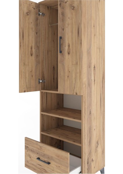 Hyperion Dolap 3 Raflı Tek Çekmeceli Tek Askılı 60X44X195 Çam-Çam indirimleri