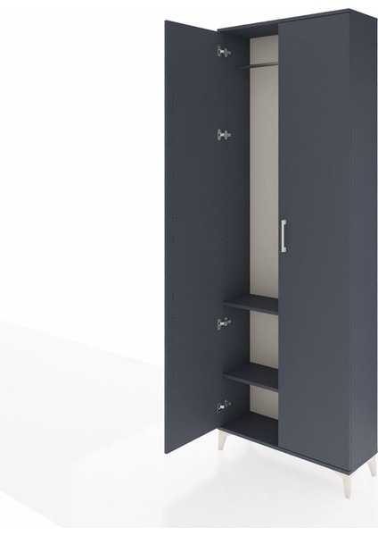 Arges Dolap 2 Raflı 2 Kapaklı Tek Askılı 88X30X243 Antrasit-Antrasit fırsatları