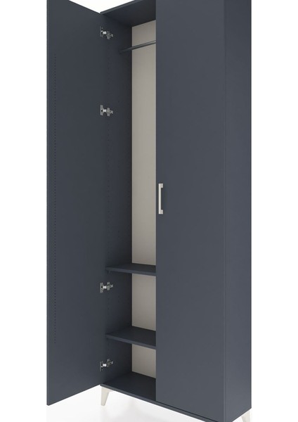 Arges Dolap 2 Raflı 2 Kapaklı Tek Askılı 88X30X243 Antrasit-Antrasit indirimleri