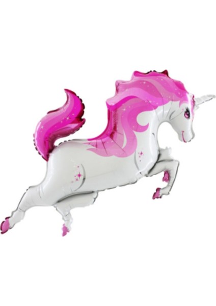 Pembe Renkli Unicorn Büyük Boy Folyo Balon 1 Adet