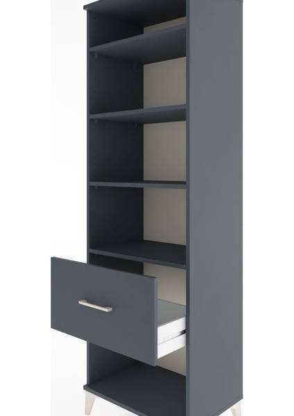 Hyperion Dolap 4 Raflı Tek Çekmeceli 60X44X195 Antrasit-Antrasit indirimleri