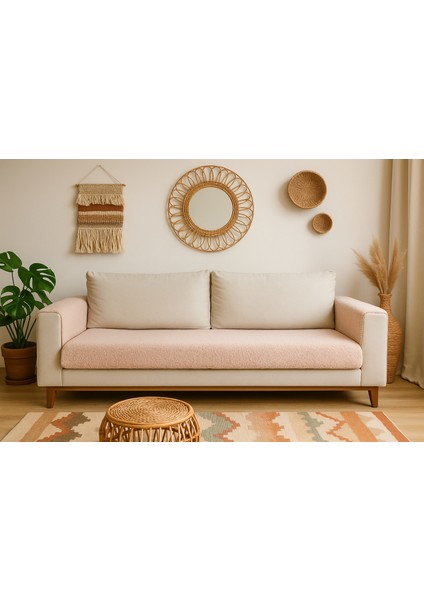 Teddy Kıvırck Peluş Üç Kişilik Koltuk Için ( 1ADET ) Sadece Oturma Alanı Örtü 80*190 cm (Bej) modelleri