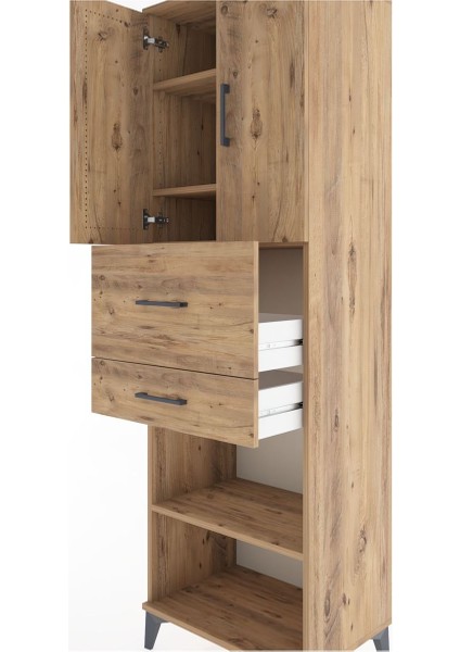 Hyperion Dolap 4 Raflı 2 Çekmeceli 2 Kapaklı 60X44X195 Çam-Çam indirimleri