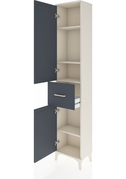 Arges Dolap 4 Raflı Tek Çekmeceli 2 Kapaklı 44X30X221 Aytaşı-Antrasit fırsatları