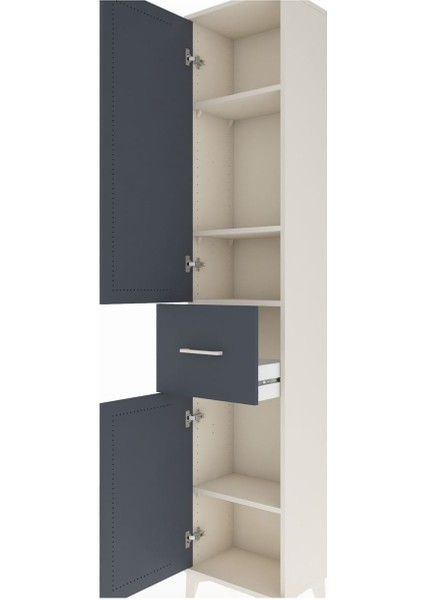 Arges Dolap 4 Raflı Tek Çekmeceli 2 Kapaklı 44X30X221 Aytaşı-Antrasit indirimleri