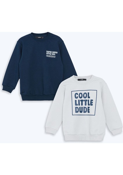 Yeni Sezon Bisiklet Yaka Erkek Bebek Sweatshirt 2'li