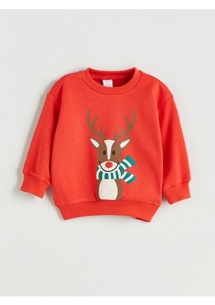 Yeni Sezon Bisiklet Yaka Yılbaşı Temalı Erkek Çocuk Sweatshirt