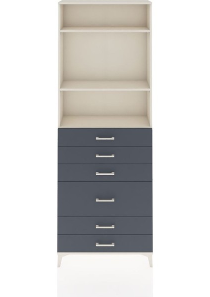 Arges Dolap 3 Raflı 6 Çekmeceli 2 Kapaklı 88X30X243 Aytaşı-Antrasit
