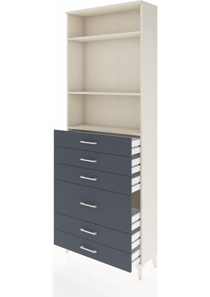 Arges Dolap 3 Raflı 6 Çekmeceli 2 Kapaklı 88X30X243 Aytaşı-Antrasit fırsatları