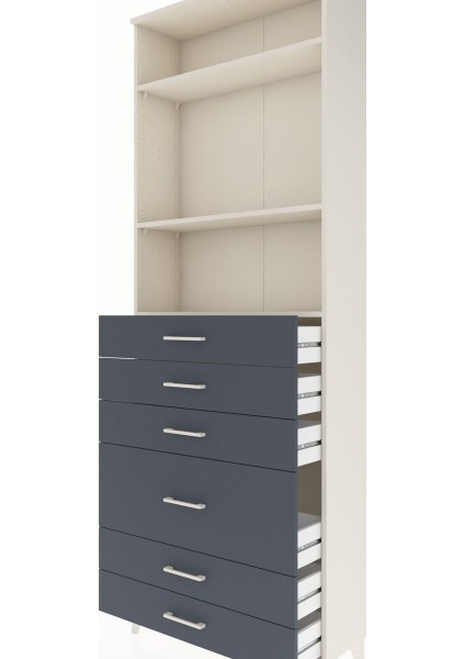 Arges Dolap 3 Raflı 6 Çekmeceli 2 Kapaklı 88X30X243 Aytaşı-Antrasit indirimleri