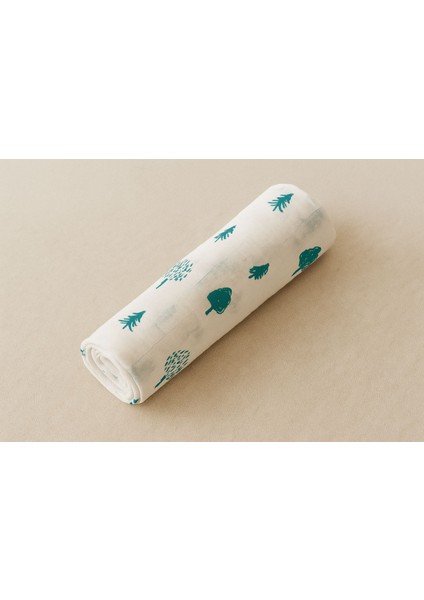 Mavi Orman Müslin Bebek Battaniyesi - %100 Pamuk