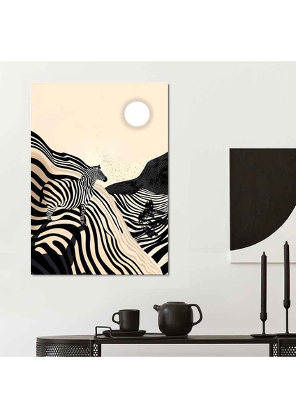 “zebra Rüyası – Minimalist Çizgisel Modern Sanat Tablosu”