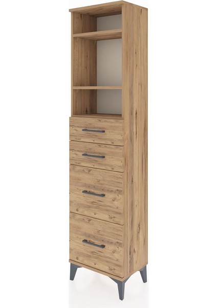 Arges Dolap 3 Raflı 4 Çekmeceli 44X30X182 Çam-Çam modelleri