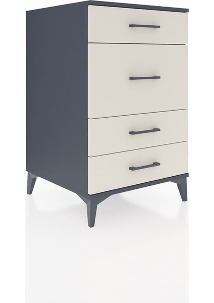 Kronos Komodin 4 Çekmeceli 60X59X96 Antrasit-Aytaşı fiyatları