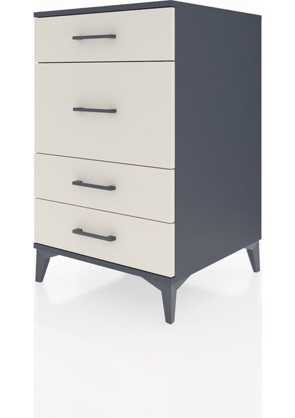 Kronos Komodin 4 Çekmeceli 60X59X96 Antrasit-Aytaşı modelleri